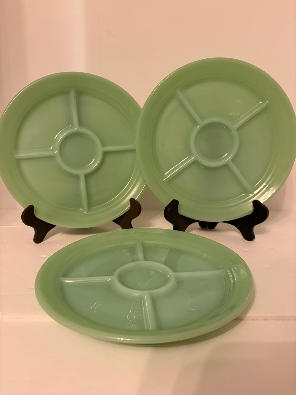 FIREKING oven ware, 3 , 5 section plates excellent condition.All 3 mark Fireking
